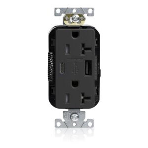 Leviton M58AC-E 20A Lev-Lok USB Tamper-Resistant Outlet Type A-C