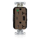 Leviton M58AC-HG Lev-Lok Tamper-Resistant USB Receptacle, Type A/C, 20A, 125V, Hospital Grade, Brown