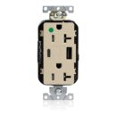 Leviton M58AC-HGI Lev-Lok Tamper-Resistant USB Receptacle, Type A/C, 20A, 125V, Hospital Grade, Ivory