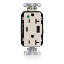 Leviton M58AC-HGT Lev-Lok Tamper-Resistant USB Receptacle, Type A/C, 20A, 125V, Hospital Grade, Light Almond