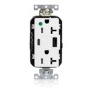 Leviton M58AC-HGW Lev-Lok Tamper-Resistant USB Receptacle, Type A/C, 20A, 125V, Hospital Grade, White