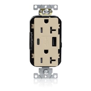 Leviton M58AC-I 20A Lev-Lok USB Tamper-Resistant Outlet Type A-C
