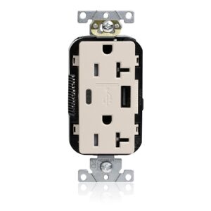 Leviton M58AC-T 20A Lev-Lok USB Tamper-Resistant Outlet Type A-C