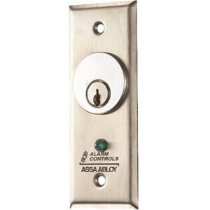 Alarm Controls MCK-2-4 MCK Series 1.75" Mortise Cylinder Key Switch, DPDT Alternate, Green LED
