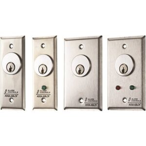 Alarm Controls MCK-4-3 MCK Series Mortise Cylinder Key Switch Station, DPDT Momentary, Single Gang