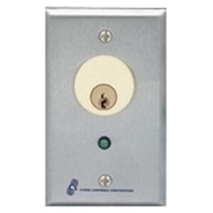 Alarm Controls MCK-5 MCK Series Mortise Cylinder Key Switch Station, SPDT Momentary, Single Gang, Green LED