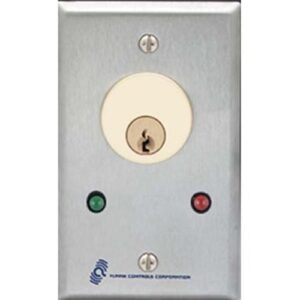 Alarm Controls MCK-6 MCK Series Mortise Cylinder Key Switch Station, SPDT Momentary, Single Gang, Green/Red LED