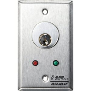 Alarm Controls MCK-6-2 MCK Series Mortise Cylinder Key Switch Station, SPDT Alternate, Single Gang, Green/Red LED