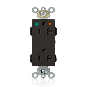 Leviton MD830-IGE Level-Lok Receptacle, Decora Style, Heavy-Duty, Industrial Grade, 20A, 125V