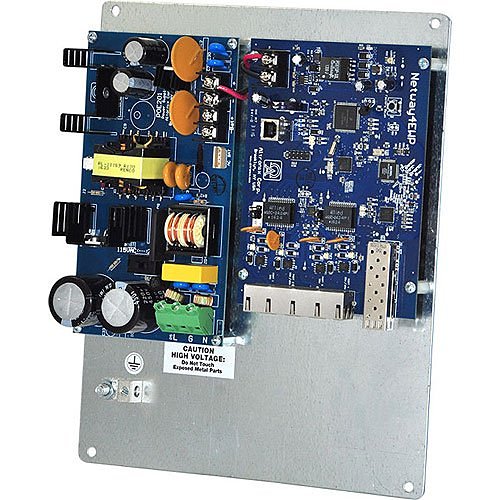 Altronix NETWAY4EPL Single 1G Fiber SFP, 4-Port 10/100/1000 PoE/PoE+ Configurable for 2x 60W Hi-PoE; Hardened 120W Power Supply/Battery Charger and Switch Boards Mounted on Backplane, LINQ