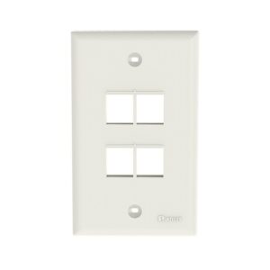 Panduit NK4FNIW Wall Plate, Off-White, Four-Port, Single-Gang Flush Mount