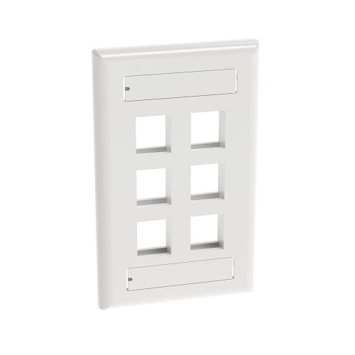 Panduit NK6FWHY Wall Plate, Single-Gang Flush Mount Faceplate, 6 Ports, White