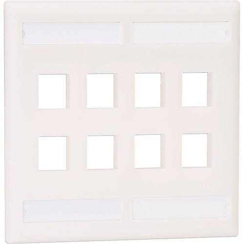 Panduit NK8FIW NetKey Faceplate with 8-Port and Label Pocket, International White