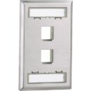 Panduit NKF2S NetKey Single Vertical Band Faceplate with 2-Port, Stainless Steel