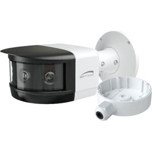 Speco O8FBMS1 Flexible Intensifier 8MP Panoramic Multi-Sensor IP Camera with Junction Box, x 3.3mm Fixed Lenses, White