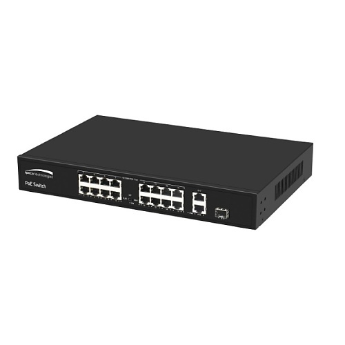 Speco P16S182 16-Port MB PoE Switch with 2GB Uplink Ports, PoE 802.3at