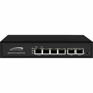 Speco P4S6G 6-Port Gigabit Network PoE Switch, Black