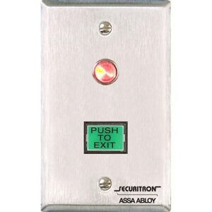 Securitron PB3 Push to Exit Button, Includes Interchangeable Green and Red Lenses