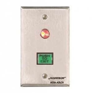 Securitron PB3A Push to Exit Button, Alternate Single Gang, Includes Interchangeable Green and Red Lenses