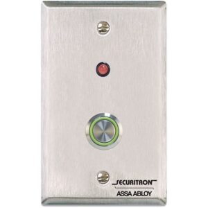 Securitron PB4L-2 PB4L Series Push Button, DPDT, Momentary, Single Gang, Green Illuminated Halo