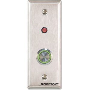 Securitron PB4LN-2 1" Stainless Momentary, DPDT, Narrow Stile, Green Illuminated Halo
