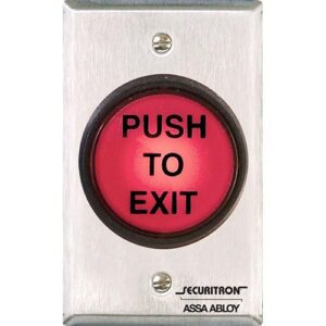 Securitron PB5 Illuminated Push Button, Single-Gang Plate, Stainless Steel