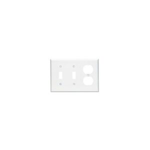 Leviton PJ21-W Midway 3-Gang Wall Plate for 2 Toggle Switches and 1 Duplex Outlet, White