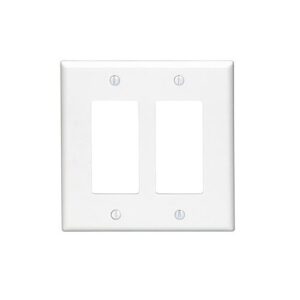 Leviton PJ262-W 2-Gang Decora/GFCI Device Wallplate, Midway Size, Thermoplastic Nylon, White