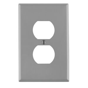 Leviton PJ8-GY 1-Gang Duplex Receptacle Midway Size Wall Plate, Gray