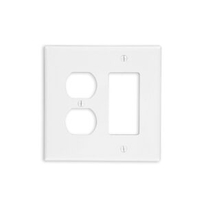 Leviton PJ826-I Wall Plate, Ivory, 2-Gang, 1 Decorator and 1 Duplex Opening, Nylon