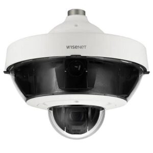 Hanwha PNM-9322VQP P-Series 2x5MP 5-Channel PTZ Multi-Directional Camera, 2.4-12mm Fixed Lens Options, White