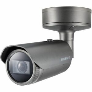 Hanwha PNO-A9081R/KAP Series 8MP AI IR Bullet Camera, 4.5-10mm Varifocal Lens, Dark Gray, TAA Compliant
