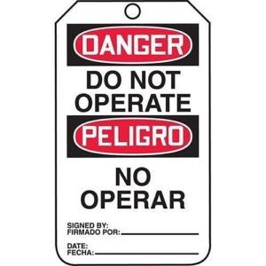 Panduit PVT-1125 Sign, Decal and Barricade Tape, 15-MIL TAGDANGER DO Not OPERATE/PELIGRO NO OPERAR