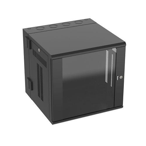 Panduit PZWMC12W Wall Mount Cabinet, 12RU, 25" Depth, Windowed Door, Black