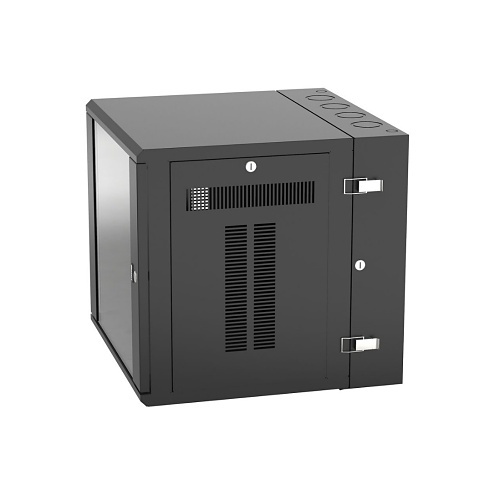 Panduit PZWMC12W Wall Mount Cabinet, 12RU, 25" Depth, Windowed Door, Black