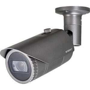 Hanwha QNO-6082R1 Q Series 2MP IP IR Bullet Camera with Motorized Varifocal Lens, WDR, IP66, IK10, Dark Grey