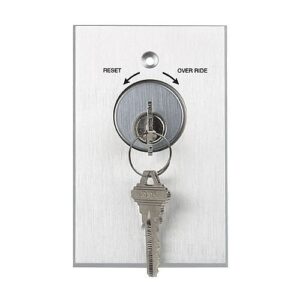 RCI 960 Tamper-Resistant Key Switch with LED, Reset/Override Marking, Momentary, Brushed Anodized Aluminum