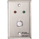 Alarm Controls RP-05 Remote Wall Plate with White Push Button, 1/4" Red and Green LEDs, Single Gang, Stainless Steel