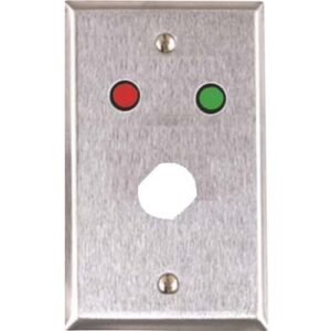 Alarm Controls RP-06 Remote Wall Plate with Double "D" Hole for Medeco Lock, 1/4" Red and Green LEDs, Single Gang, Stainless Steel