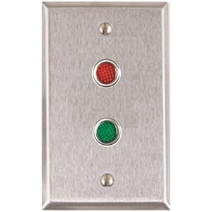 Alarm Controls RP-09L302 Remote Wall Plate with 1/2" Red and Green LEDs, Mounted Vertically, 302 Stainless Steel