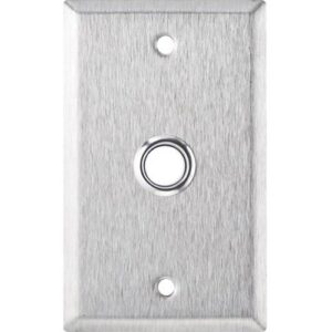 Alarm Controls RP-100302 Remote Wall Plate with White Push Button, Single Gang, Weatherproof, Stainless Steel