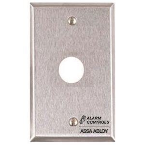 Alarm Controls RP-23 Remote Wall Plate with Hole for Piezo Sounders and Buzzers, Single Gang, Satin Stainless Steel