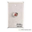Alarm Controls RP-26WH Remote Wall Plate with N/O Red Push Button, Guard Ring, Single Gang, White Stainless Steel