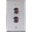 Alarm Controls RP-27 Remote Wall Plate with N/O Red Push Buttons, Guard Ring, Single Gang, Stainless Steel