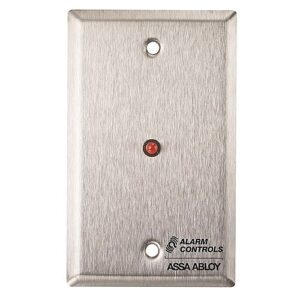 Alarm Controls RP-28LBLUE Remote Wall Plate with 1/2" Blue LED, Single Gang, Stainless Steel