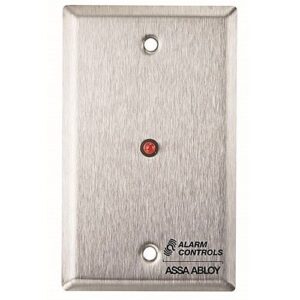 Alarm Controls RP-28LWH Remote Wall Plate with 1/2" Red LED, Single Gang, White Stainless Steel