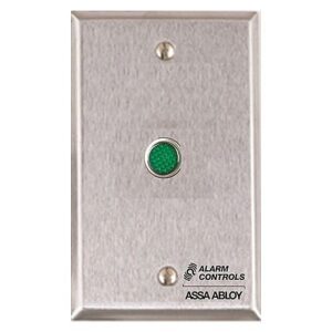 Alarm Controls RP-29LSLIMLINE Narrow Remote Wall Plate with 1/2" Green LED, Single Gang, Stainless Steel