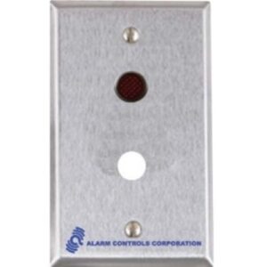 Alarm Controls RP-30L Remote Wall Plate with 1/2" Red LED, Single Gang, Stainless Steel