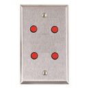 Alarm Controls RP-31 Remote Wall Plate with 1/4" Red LEDs, Single Gang, Stainless Steel