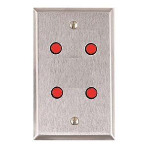 Alarm Controls RP-31 Remote Wall Plate with 1/4" Red LEDs, Single Gang, Stainless Steel